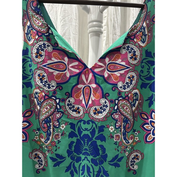 Women Size M Retro 70s Inspired Flower Paisley Shift Dress Boho Groovy Artsy Fun - Picture 2 of 8